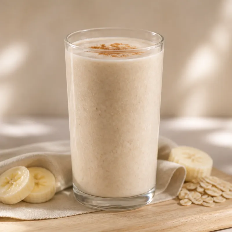 Smoothie de bebida de almendra y plátano