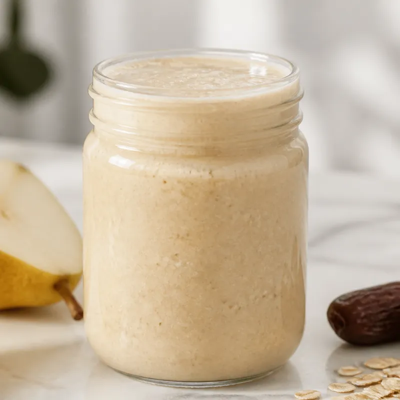 Smoothie de pera con bebida de almendra y dátiles