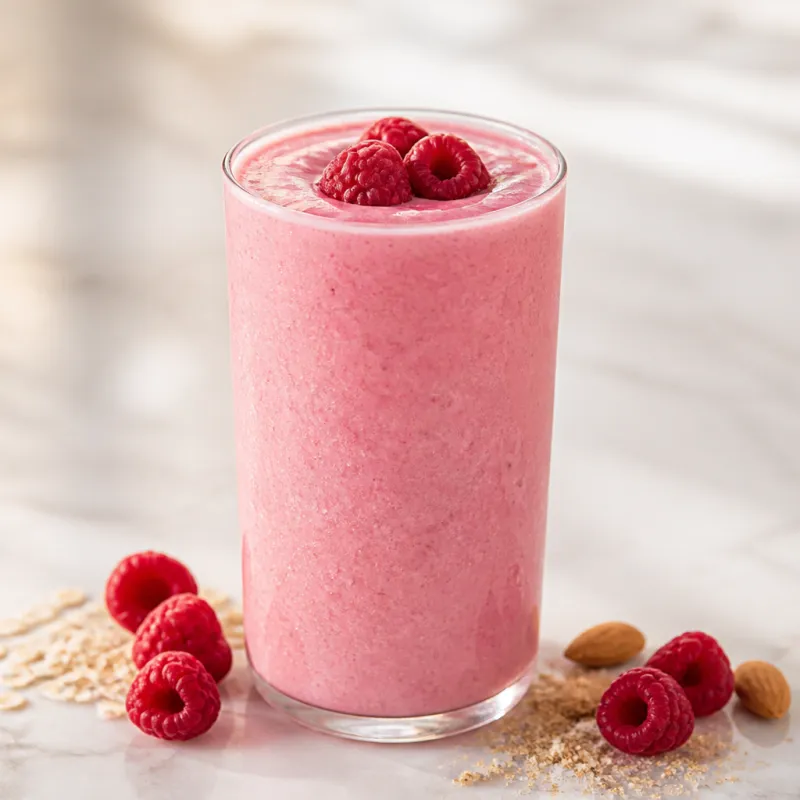 Smoothie de almendra con frambuesas
