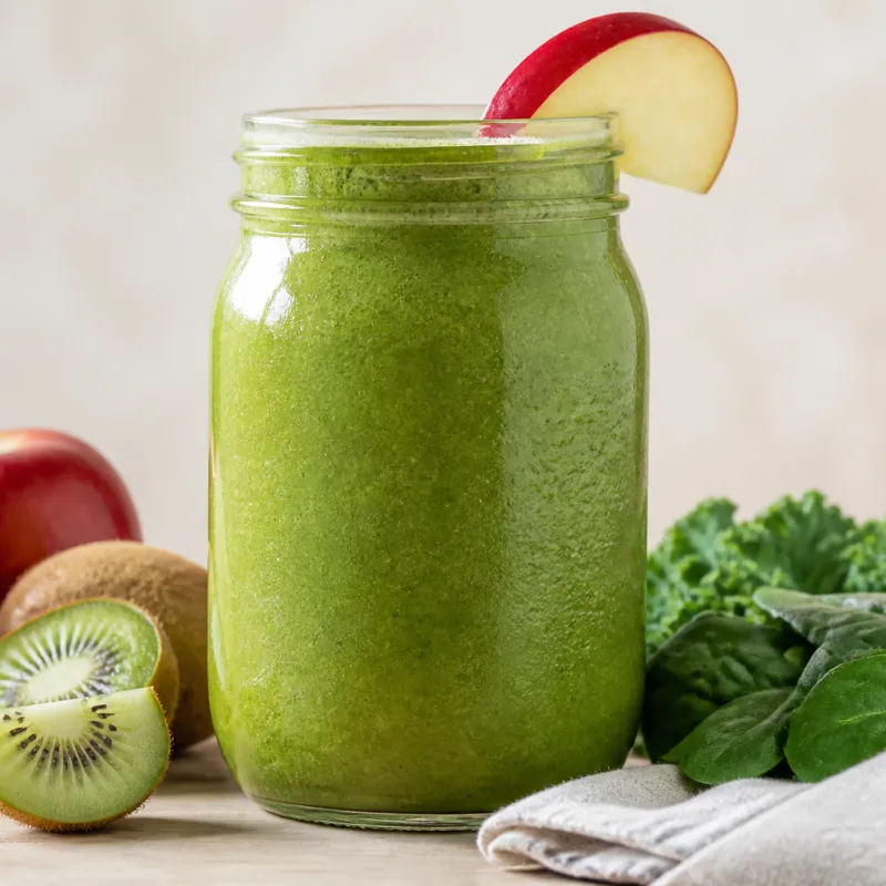 Apple Kiwi Smoothie with Kale and Spinach