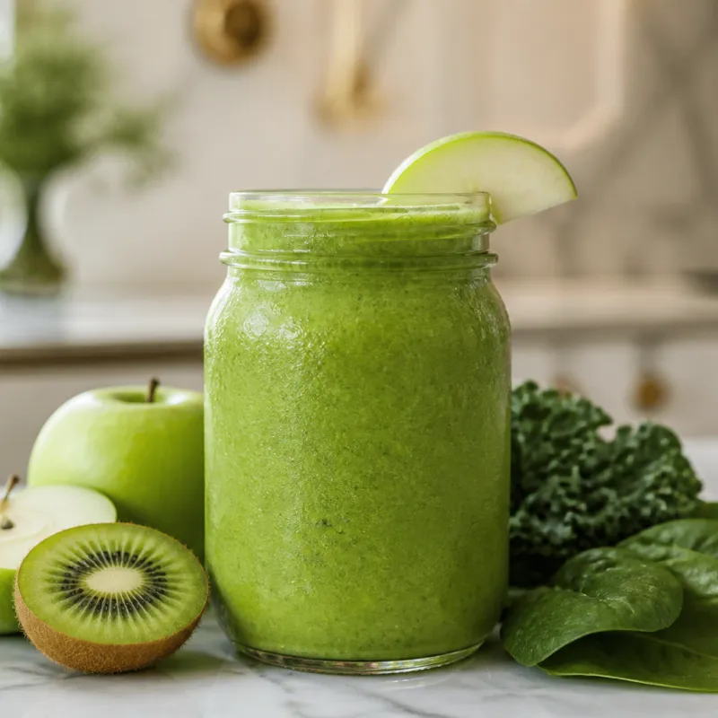 Apple Kiwi Smoothie with Kale and Spinach