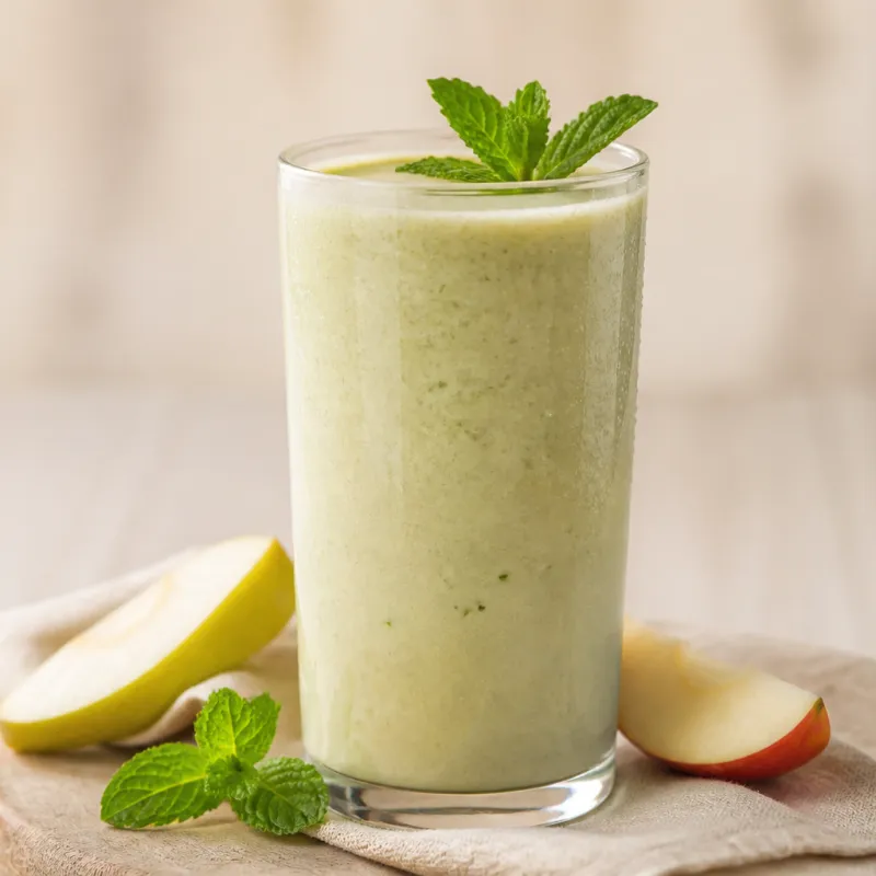 Apple Pear Smoothie with Fresh Mint