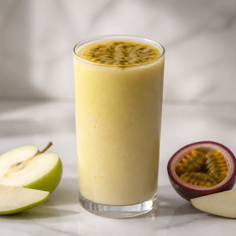 Smoothie de manzana y pera con maracuyá