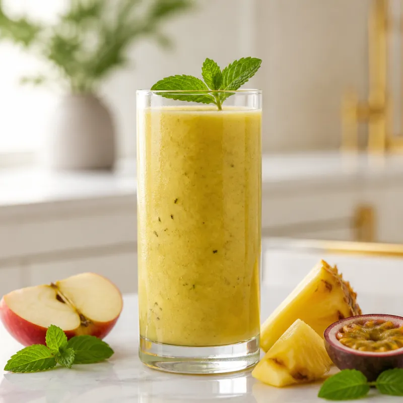 Apple Pineapple Smoothie with Passion Fruit