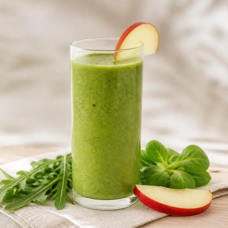 Smoothie de manzana y rúcula con canónigos