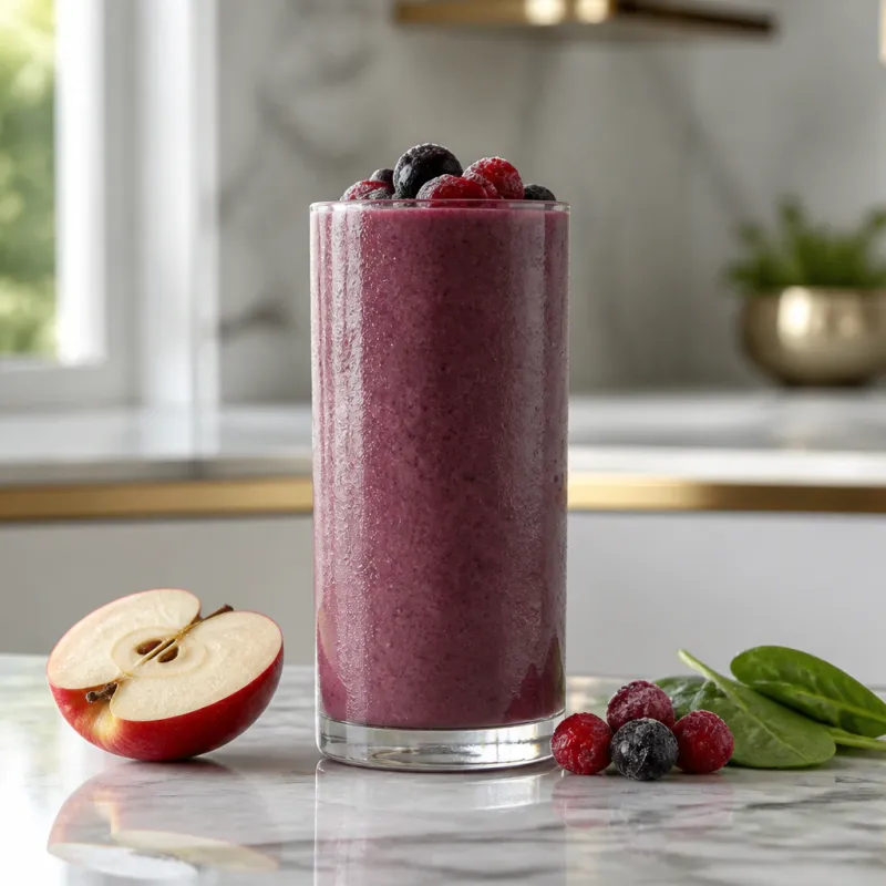 Apple Smoothie with Berry Mix and Spinach