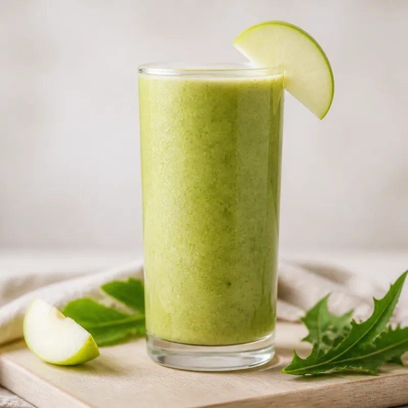 Smoothie de manzana verde con diente de león