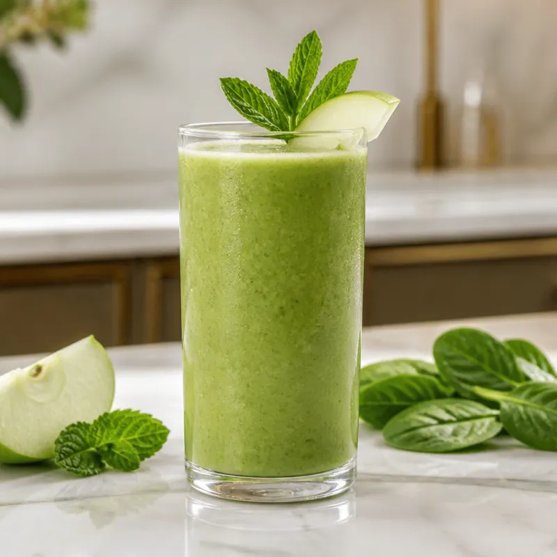 Smoothie de manzana con menta fresca