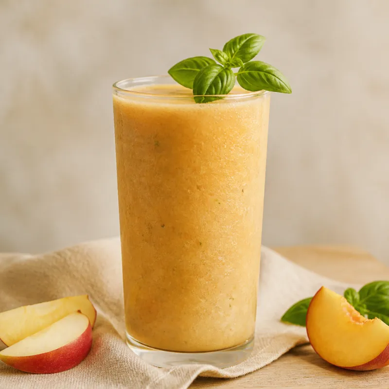 Smoothie de manzana y nectarina con albahaca