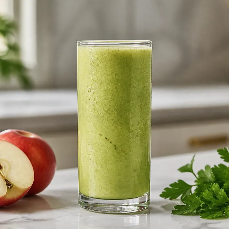 Smoothie de manzana y perejil con agua de coco