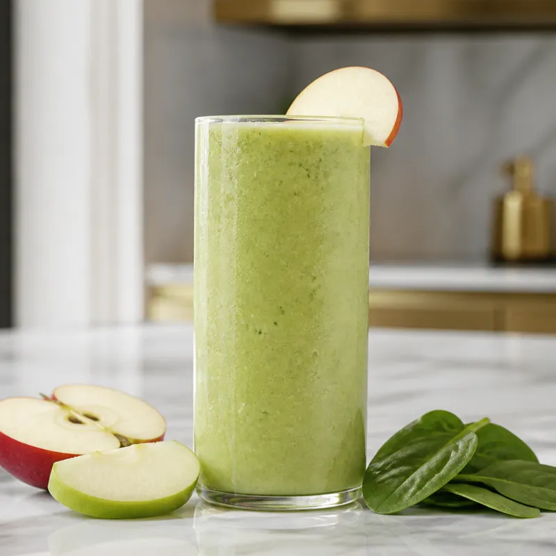 Smoothie de manzana y espinacas con infusión de frutas