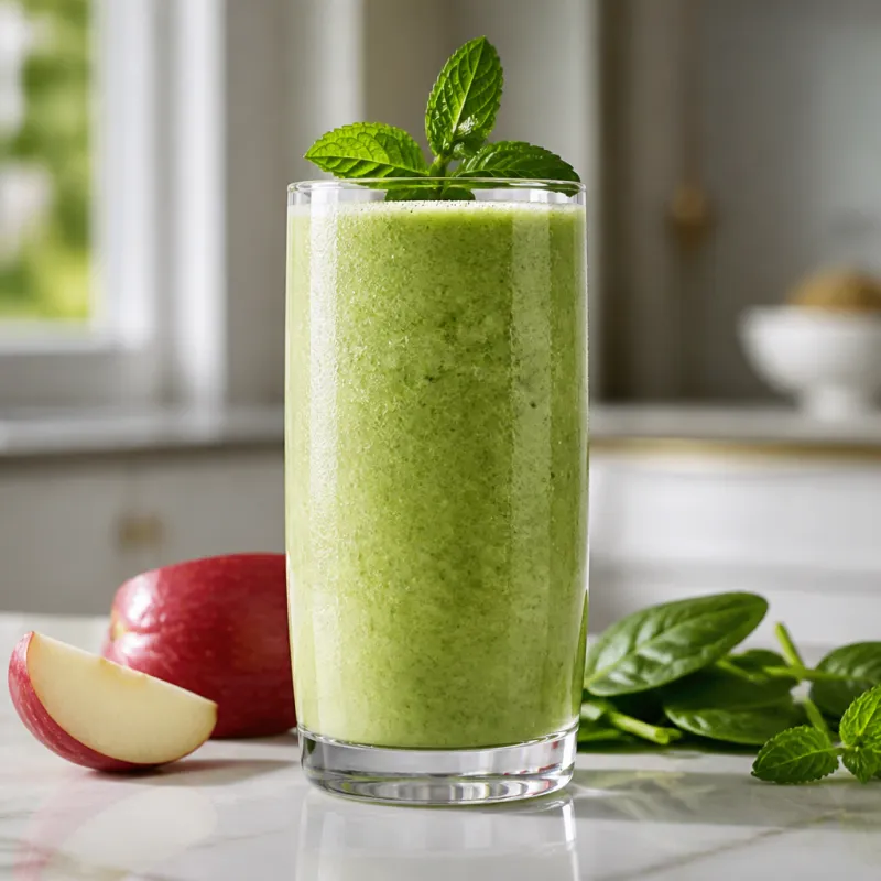 Smoothie de manzana y espinacas con infusión de menta