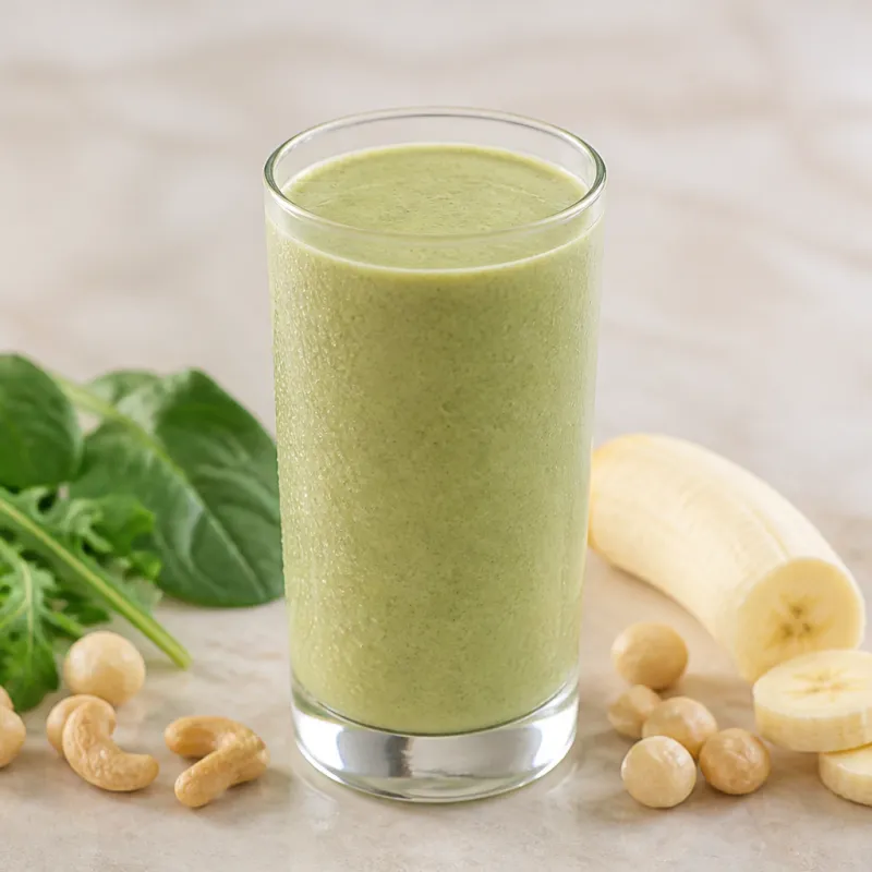 Smoothie de rúcula con nueces de macadamia