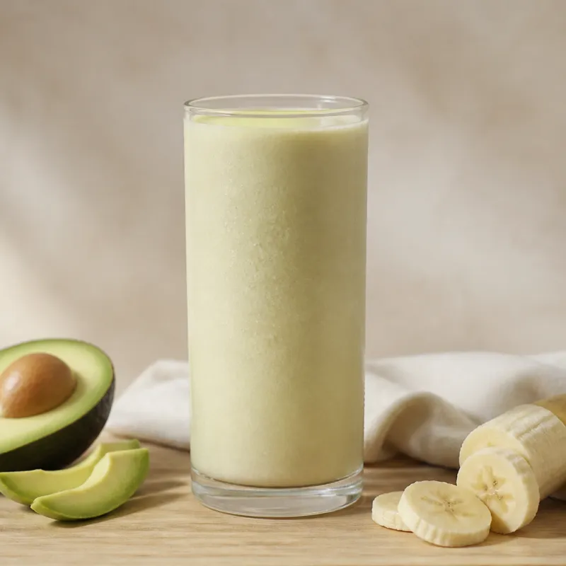 Smoothie de aguacate y plátano con aceite de coco
