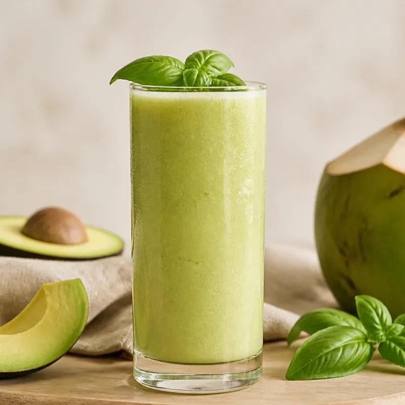 Avocado Basil Smoothie with Coconut Water