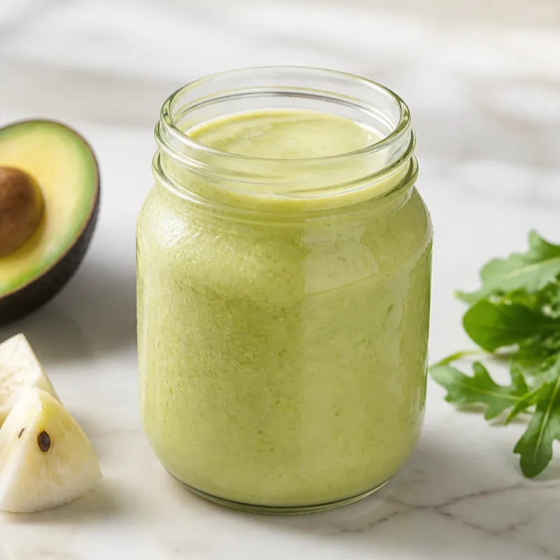 Smoothie de aguacate y chirimoya con rúcula