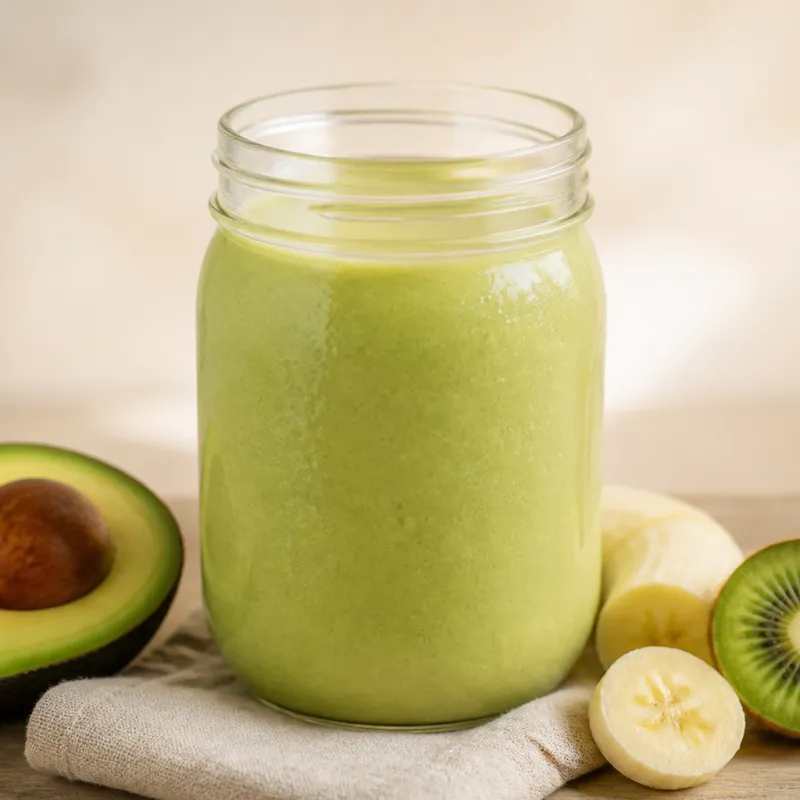 Smoothie de aguacate y kiwi con néctar de plátano