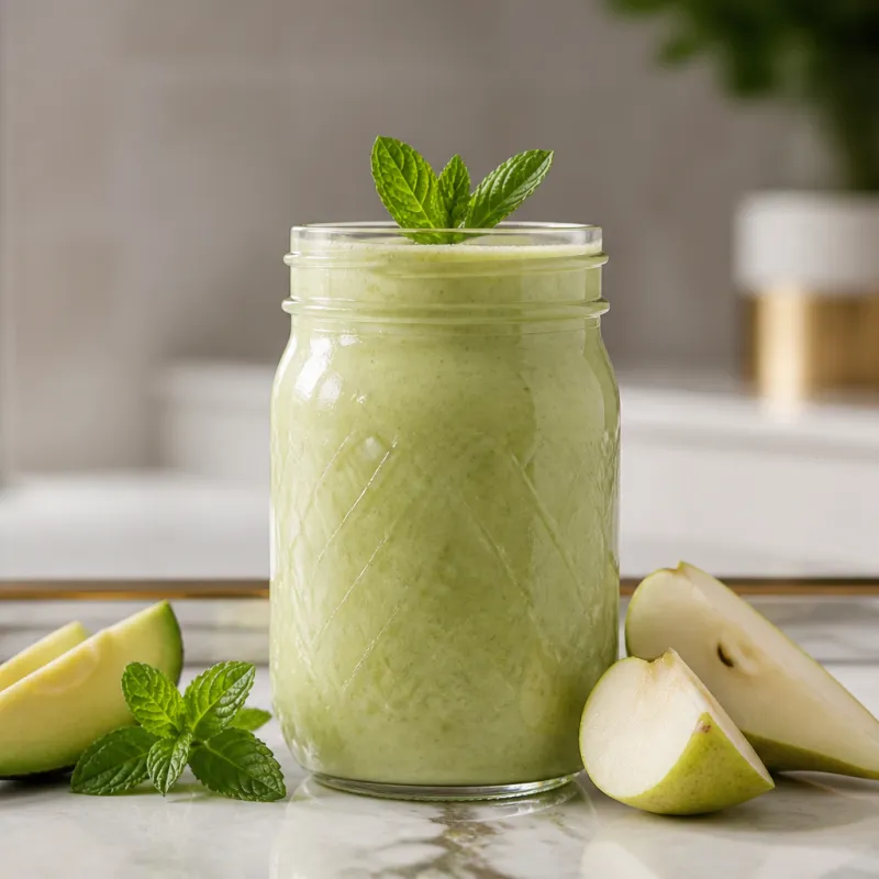 Smoothie de aguacate y pera con menta