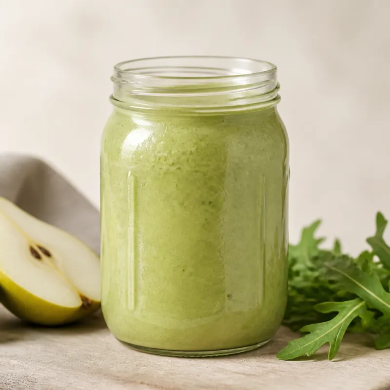 Smoothie de aguacate y pera con rúcula