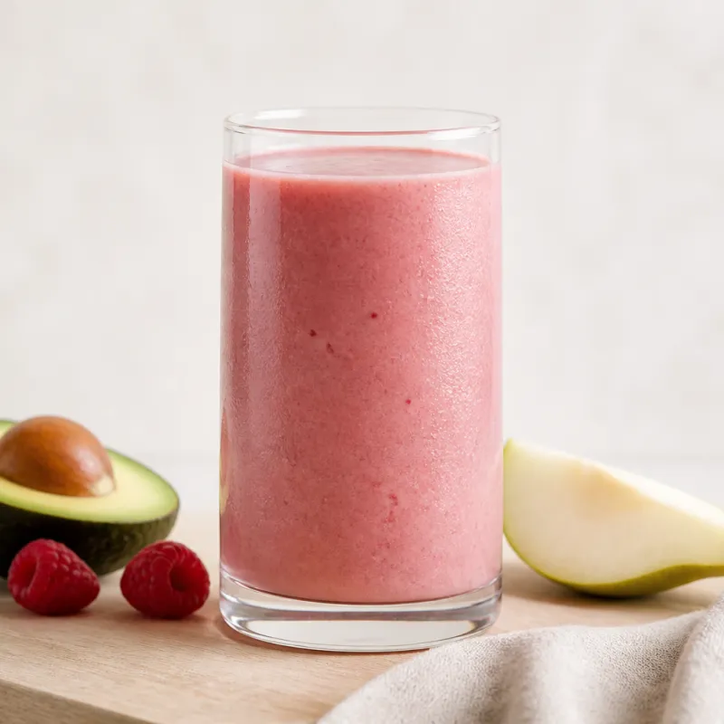 Smoothie de aguacate con frambuesas