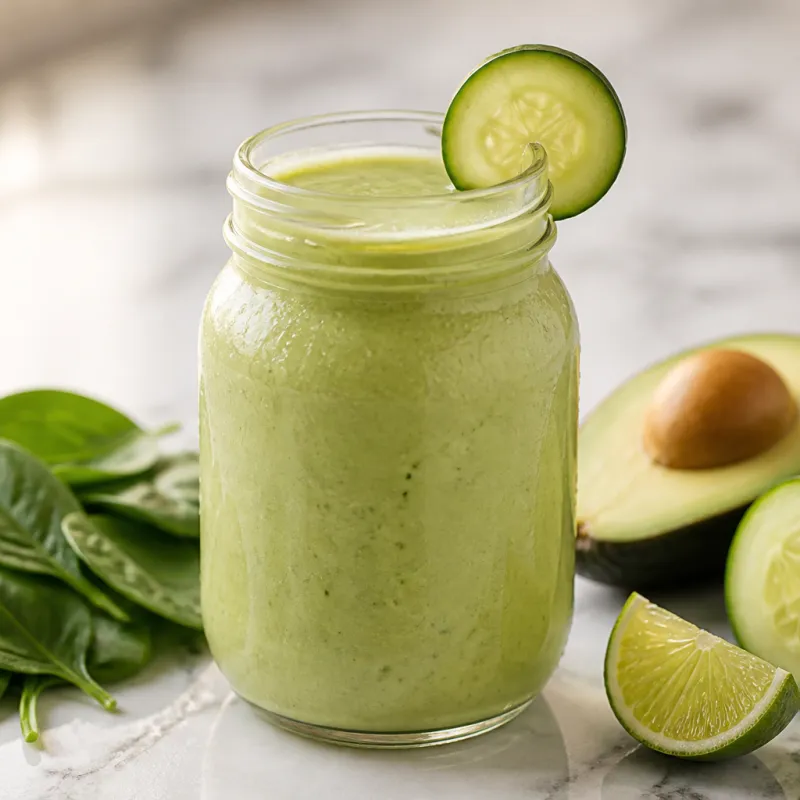 Spinach Cucumber Smoothie with Green Tea
