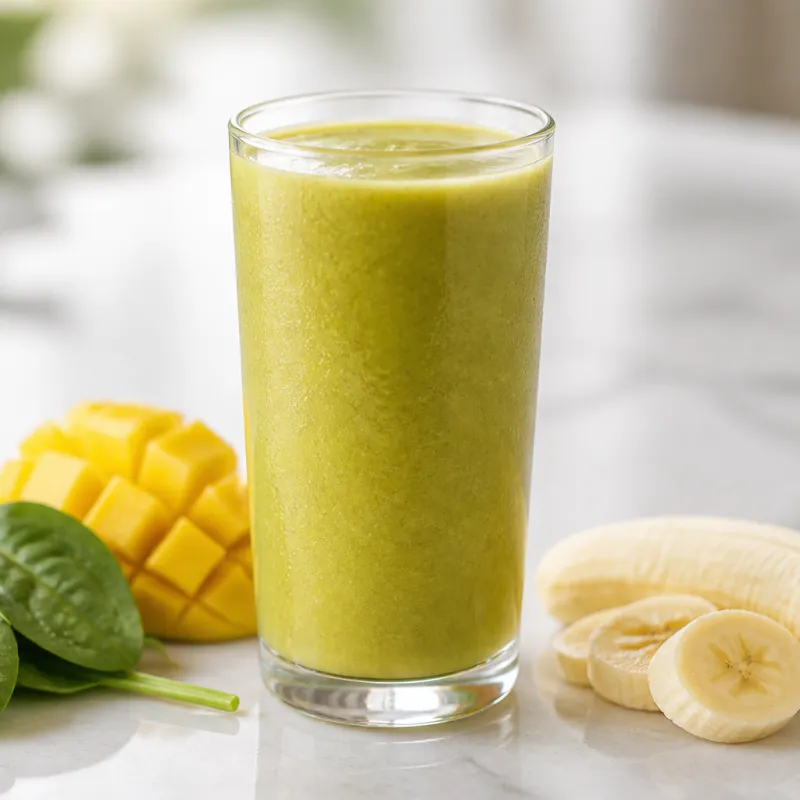 Spinach Mango Smoothie with Green Tea