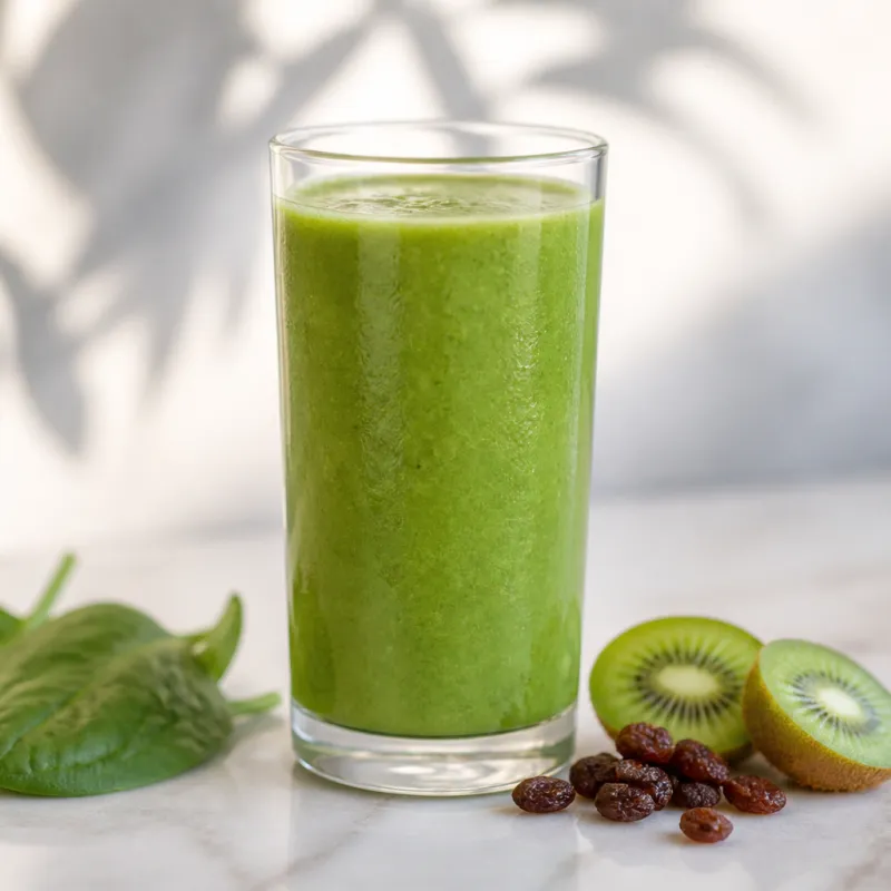 Smoothie de espinaca baby con kiwi y pasas sultanas