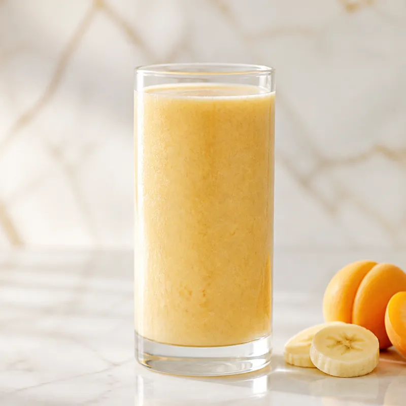 Smoothie de plátano y albaricoque con infusión de frutas