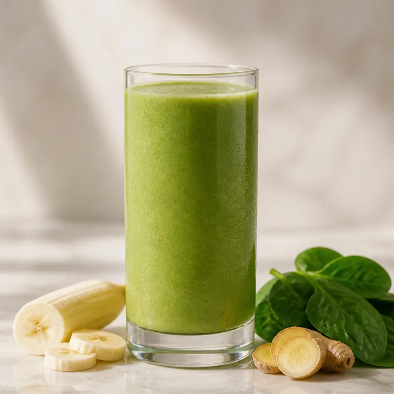 Smoothie de plátano y espinacas con jengibre