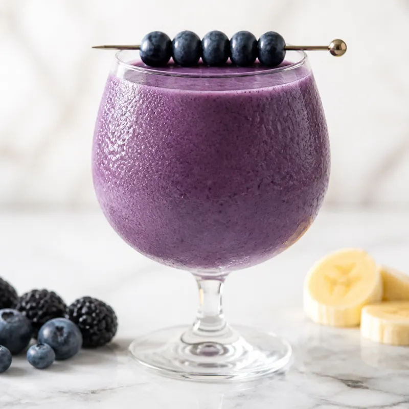 Banana Blueberry Smoothie with Blackberries and Milk