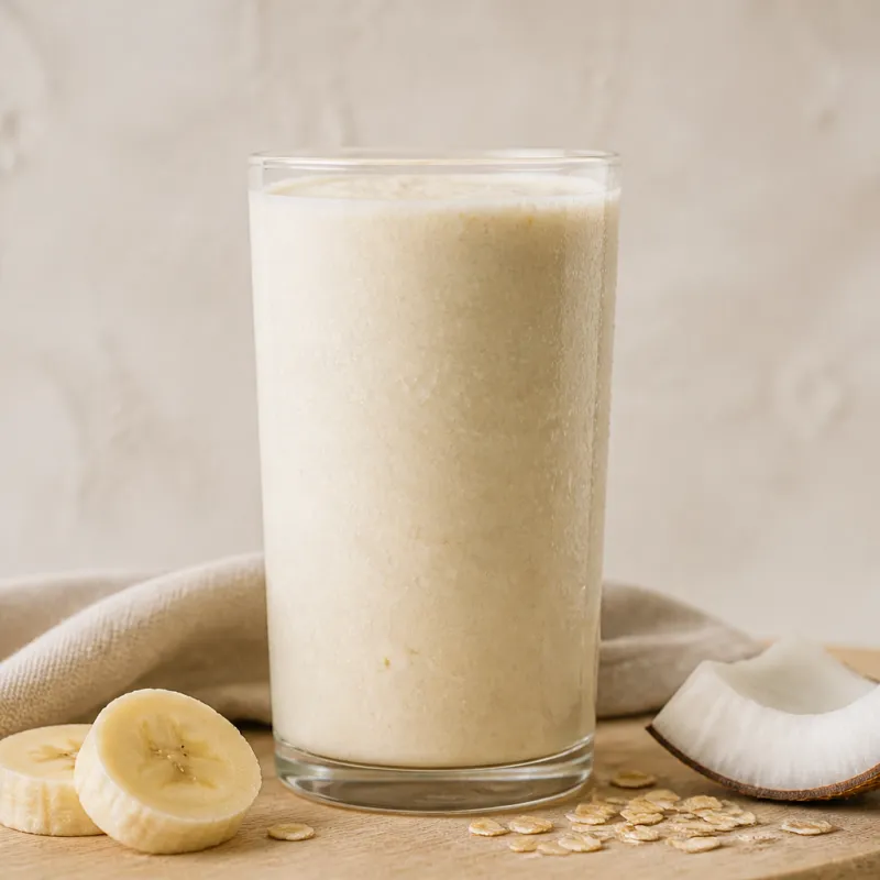 Smoothie de plátano y coco con avena
