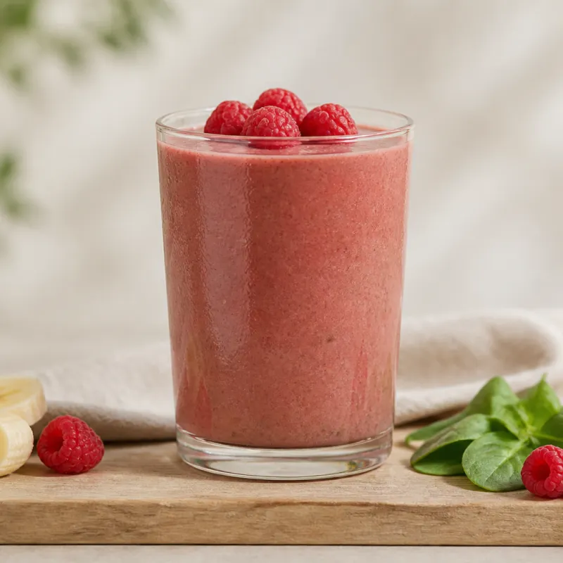 Banana Lamb's Lettuce Smoothie with Raspberries