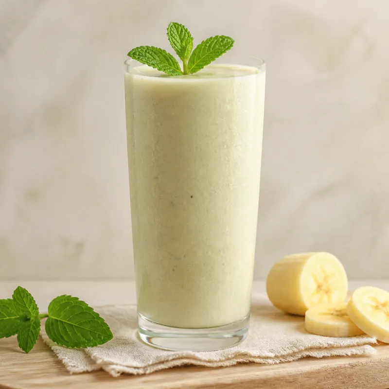Smoothie de plátano y menta con leche de almendras