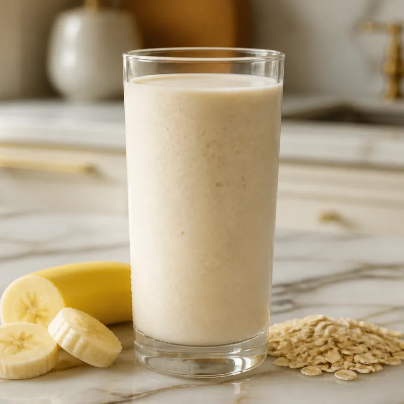 Smoothie de plátano y avena con bebida de almendras