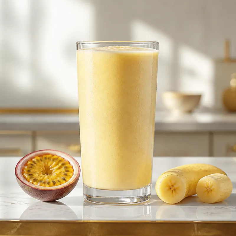 Smoothie de plátano y maracuyá con yogur