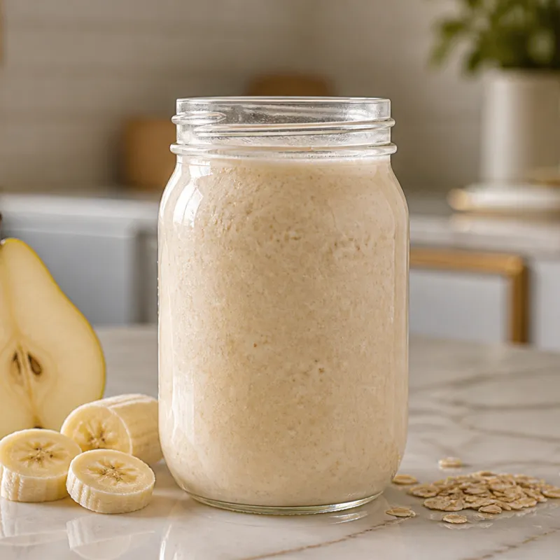 Smoothie de plátano y pera con avena