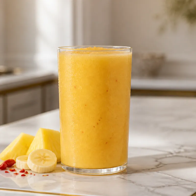 Smoothie de plátano y piña con chile