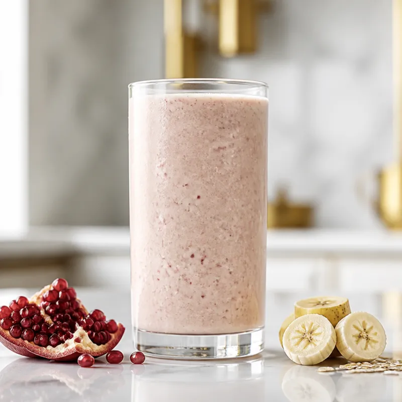 Smoothie de plátano y granada con avena