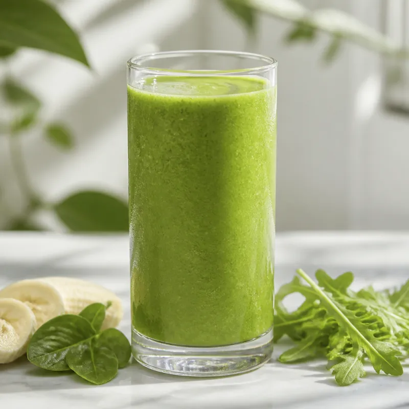 Smoothie de plátano con espinacas baby y rúcula