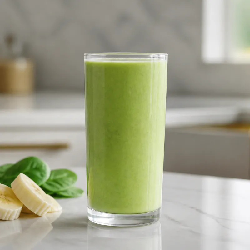 Smoothie de plátano y espinacas con agua de coco