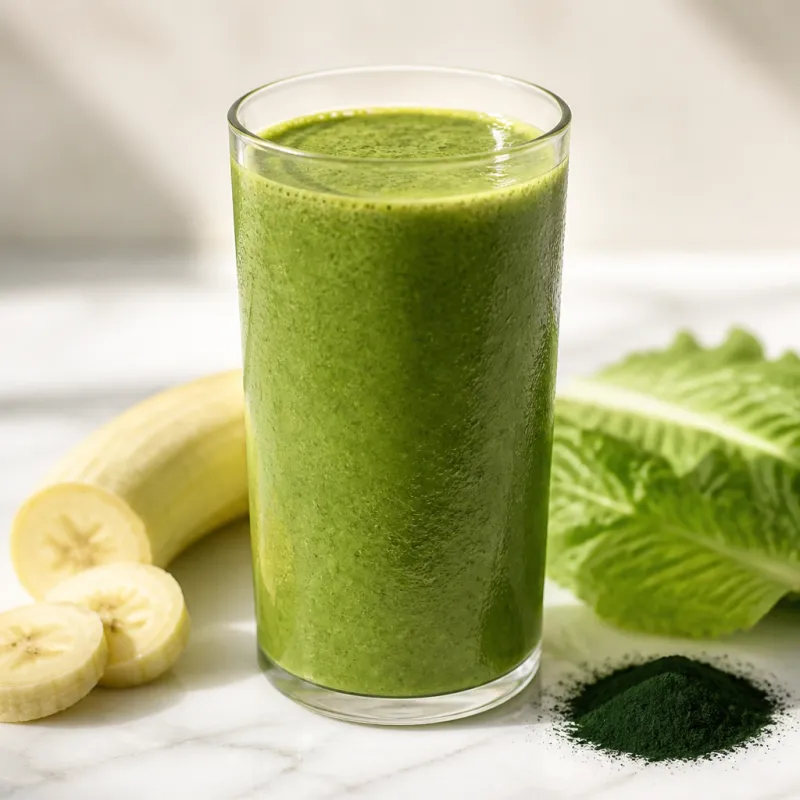 Banana Smoothie with Lettuce and Spirulina