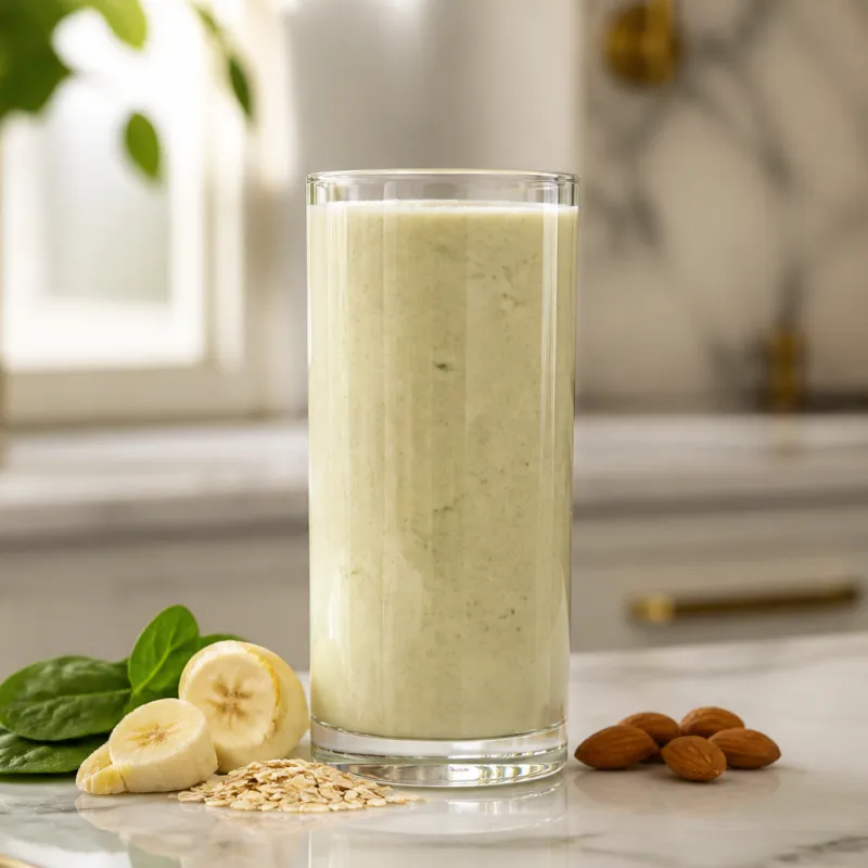 Smoothie de plátano con avena y almendras