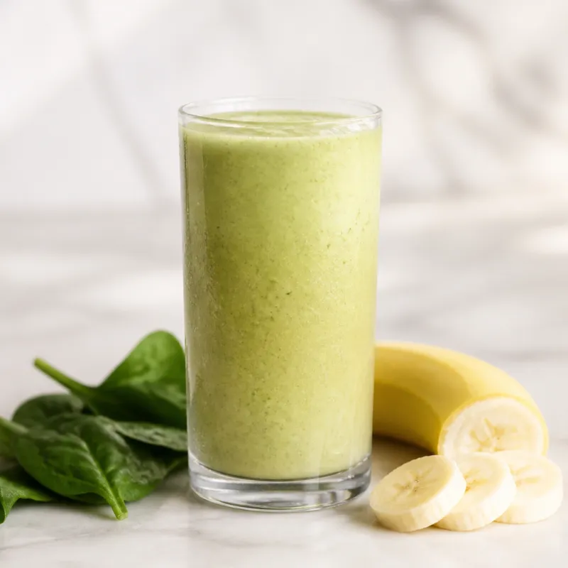 Smoothie de plátano y espinacas con bebida de avena