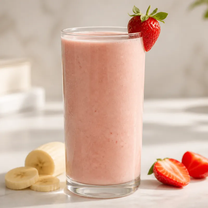 Banana Strawberry Smoothie with Rice Milk