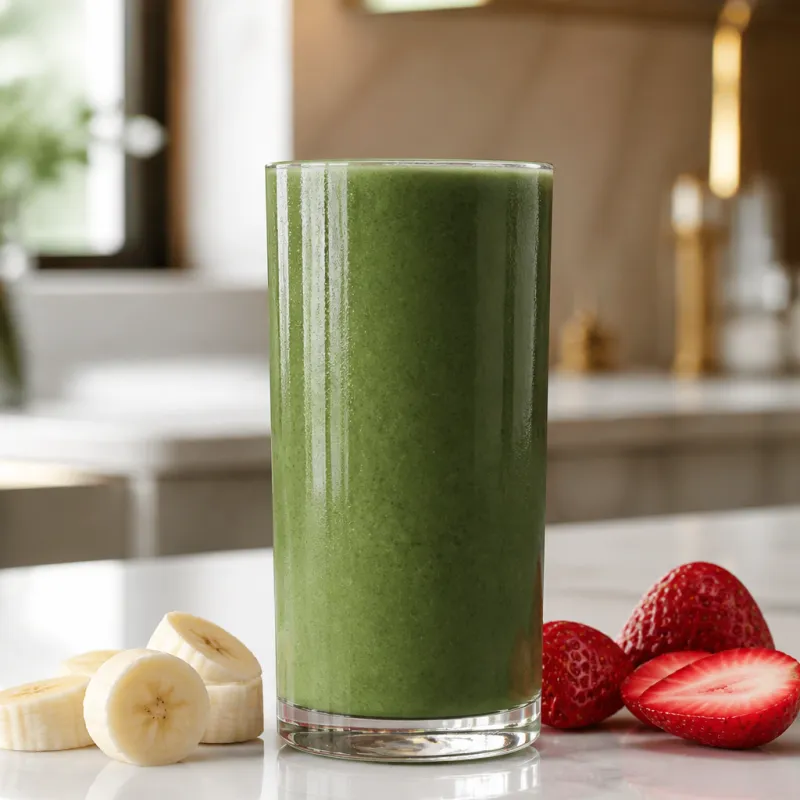 Banana Strawberry Smoothie with Spirulina