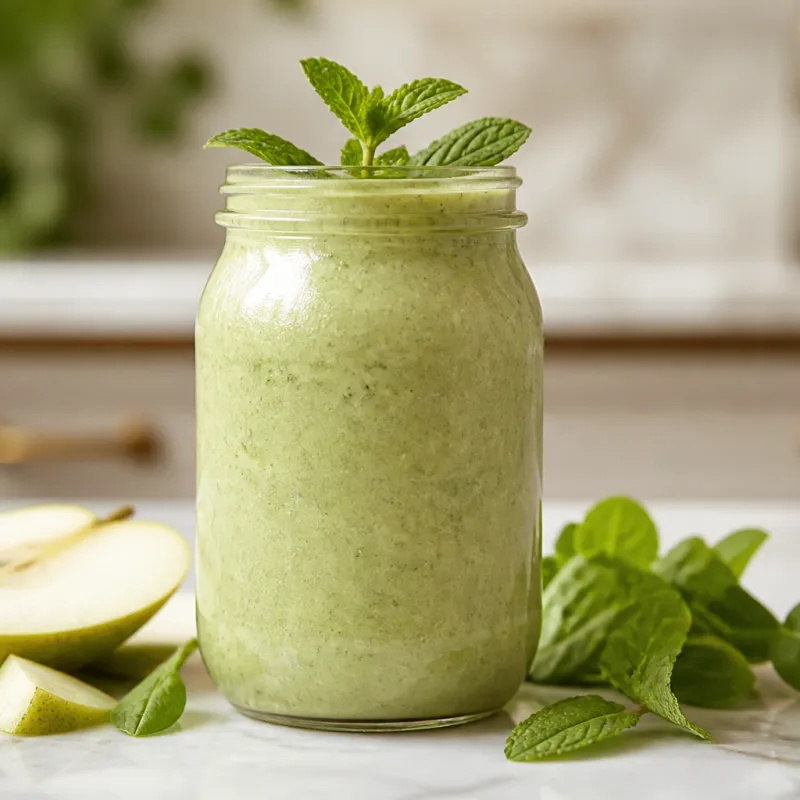 Basil Pear Smoothie with Mint Tea