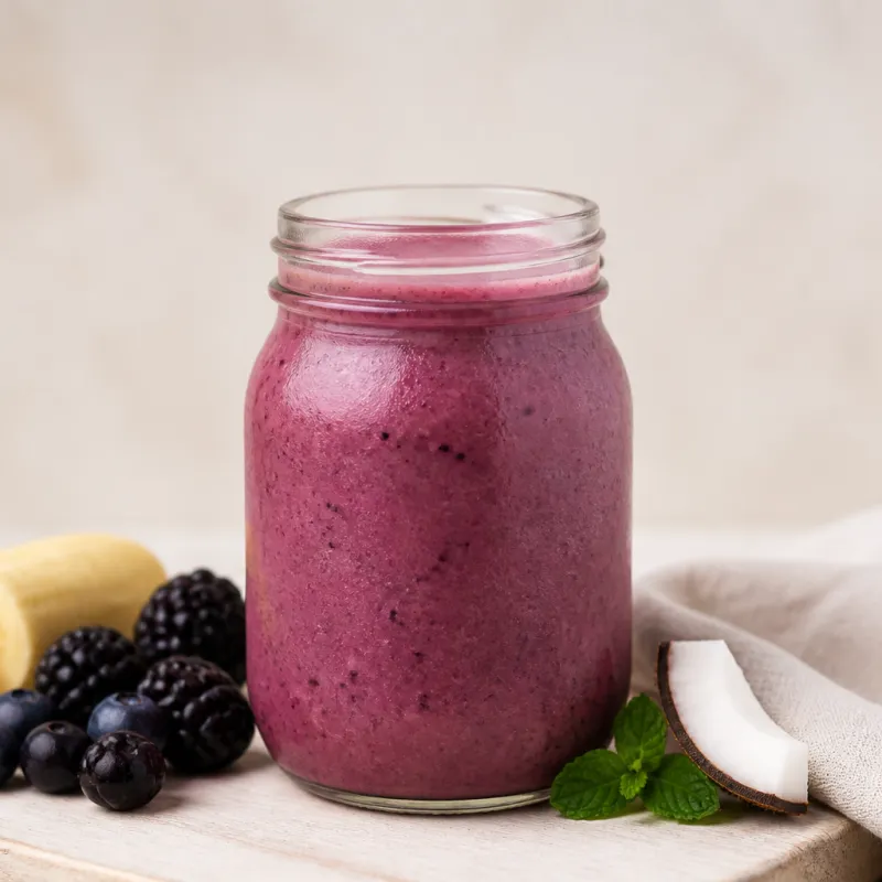 Beeren-Kokos-Smoothie mit Sojajoghurt