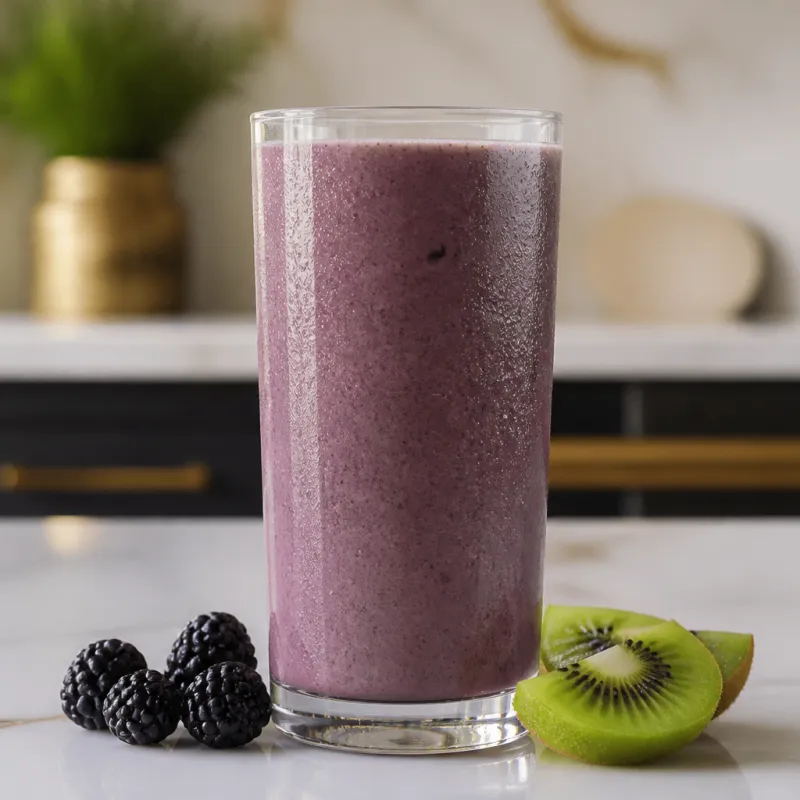 Smoothie de frutos rojos y kiwi con leche de coco