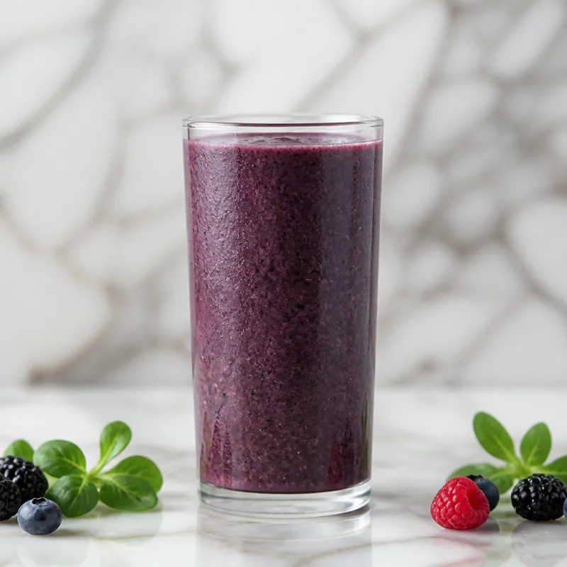 Smoothie de frutos rojos y canónigos con semillas de chía