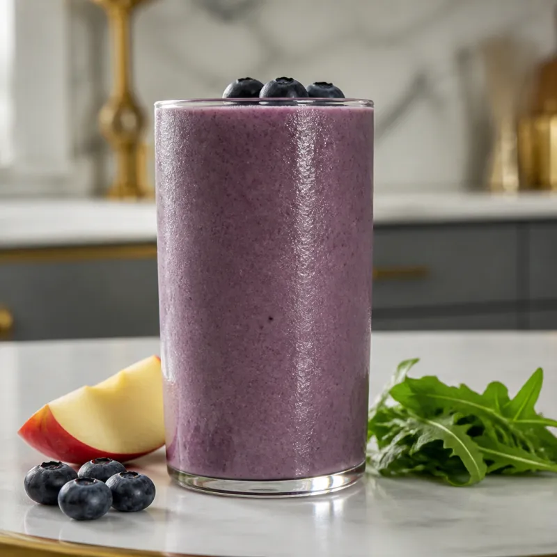 Smoothie de arándanos y rúcula con manzana